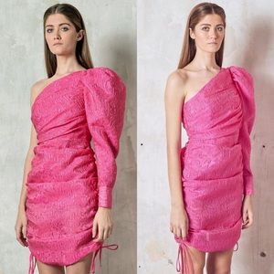 F.ILKK Drawstring One Sleeve Dress in Pink Size 34